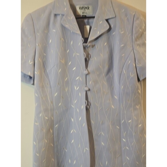 Vintage 9Os Kasper ASL Baby Pastel Blue Embroidery Solid Pint Midi Skirt W/Top - Picture 3 of 9